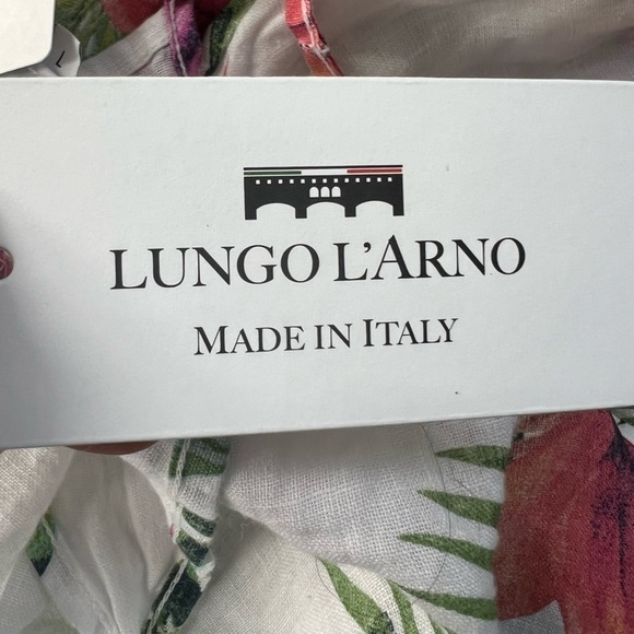 Lungo L’Arno white tropical 100% linen dress size medium midi maxi - Picture 9 of 12